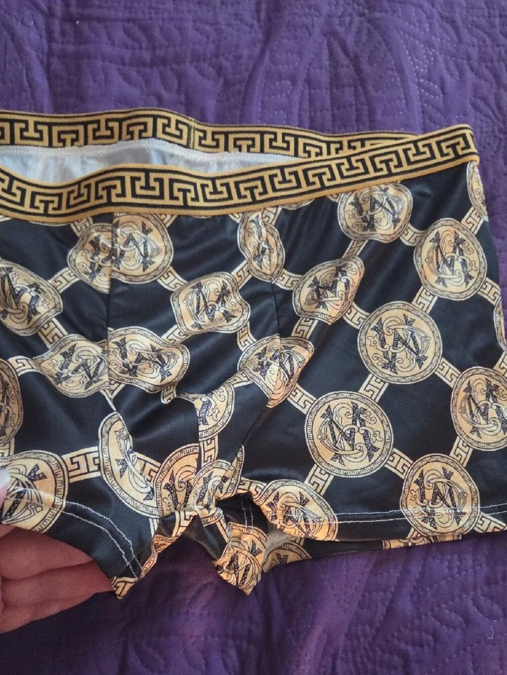 3/$15   5 PAIR Men’s Black and Gold Patterned Underwear Boxer/Briefs Sz Lg/XL